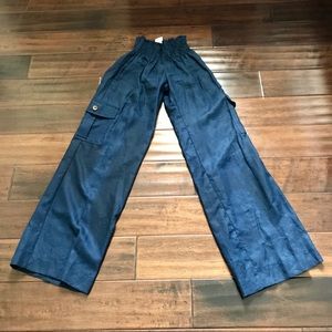 Lucy Love Navy Wide Leg Linen Pants XS
